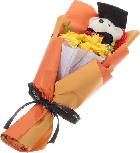 11.02 4.72 3.54 Inch 2026 PRETYZOOM Graduation Bear Bouquet x x Artificial Sunflower Bear Graduation Party Decoration