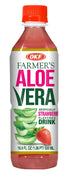 OKF Farmer's Aloe Vera Drink, Strawberry, 16.9 Fluid Ounce (Pack of 12)