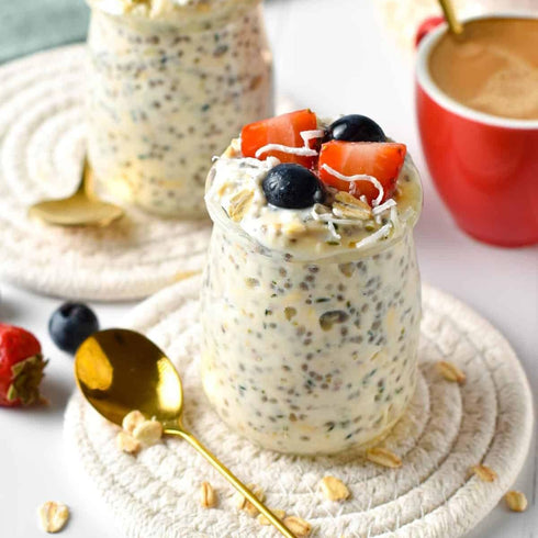 27g (8 Pack) DIET COOKER Mushroom Overnight Oats, of Protein & Strawberry Flavor, High Protein High Fiber Low Fodmap