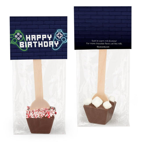 12 Pcs Birthday Hot Chocolate Spoons Gourmet Milk Chocolate Favors with Mini
