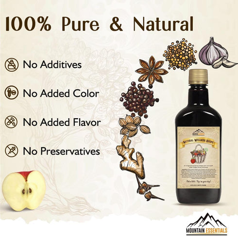 25 oz, 50 Pack 1 MOUNTAIN ESSENTIALS Apple Cider Vinegar with Fruit Juice Blend, Naturally Crafted Beverage Made