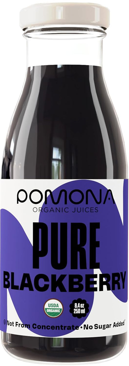 (Pack 12), 100% 8.4 Oz Pomona Organic Blackberry Juice Of Cold Pressed USDA Organic Juices, Blackberries, No Added