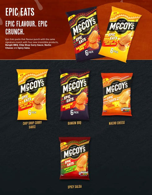McCoys 6 25g McCoy's Flame Grilled Steak Flavour Ridge Cut Potato Crisps, x