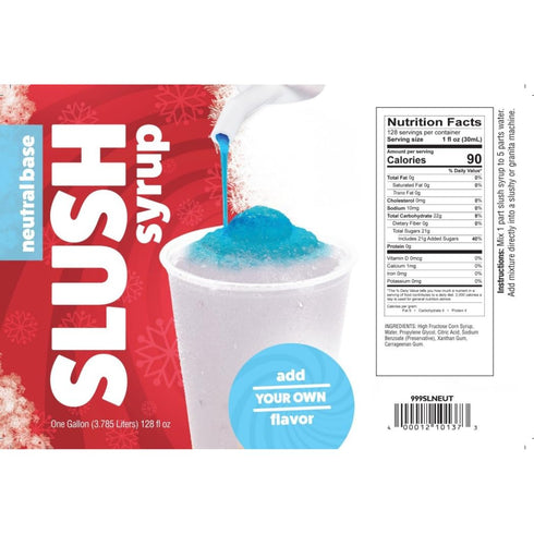 1 5:1 Frozen 48 Commercial Neutral Slushy Mix Gallon Concentrate Drink Base for Slushie Machine, Granita Maker & Snow