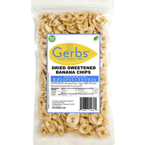 14 oz. 14 Gerbs Sweetened Banana Chips | Preservative-Free, Lightly Crisped, Resealable Bag | Naturally Sweet Snack |