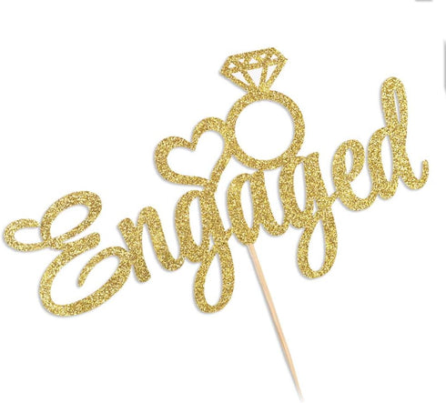 Engaged Cake Topper for Engagement Wedding Party Decorations Supplies