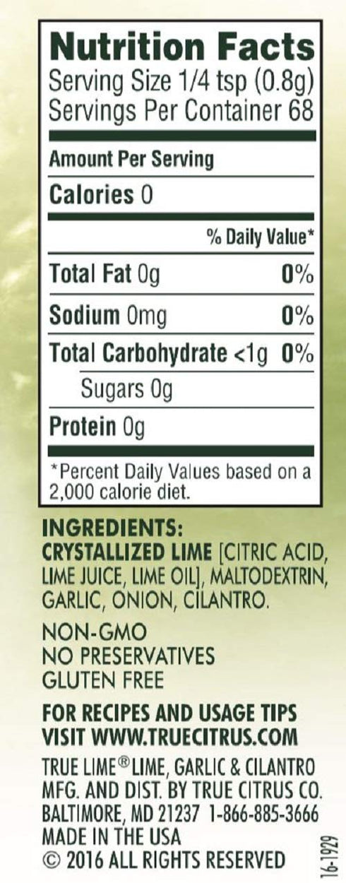 1.94 oz True Lime Garlic and Cilantro Spice Blend