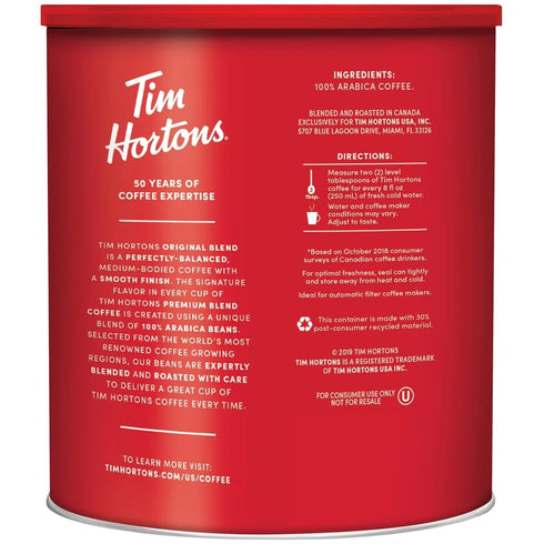 KD Chocolates 3 lb Tiim Hortons Original Blend Ground Coffee, Medium Roast