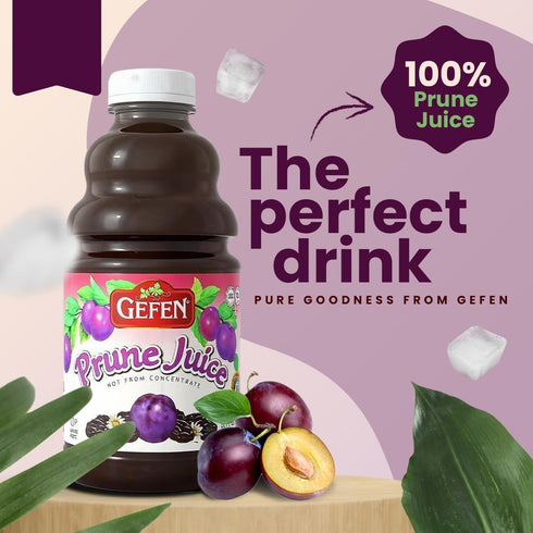 32oz (2 Pack) Gefen All Natural Prune Juice Not from Concentrate | Kosher (Including Passover)