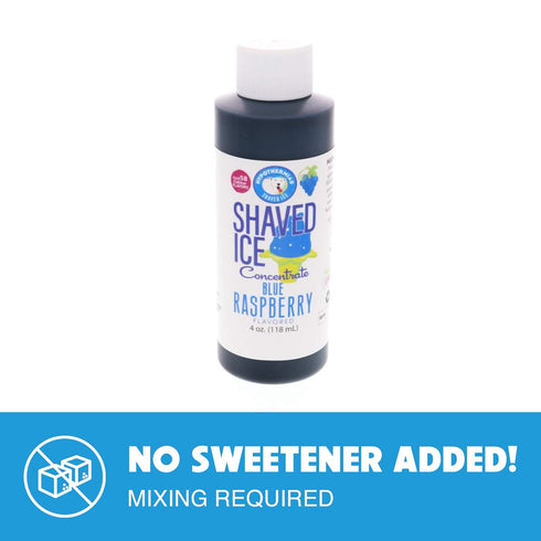 Hypothermias Blue Raspberry Shaved Ice and Snow Cone Syrup Unsweetened Flavor Concentrate - 4 Fl. Oz - Makes 1 Gallon -