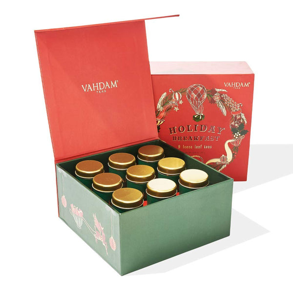 VAHDAM, Holiday Breakfast - Christmas Tea Gift Sets (90+ Cups) 9 Loose