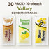 Vallary Pack 30 Count (10 Packets Honey, Lemon Juice & Malt Vinegar Variety Each) | Single Serve Condiment for Salads
