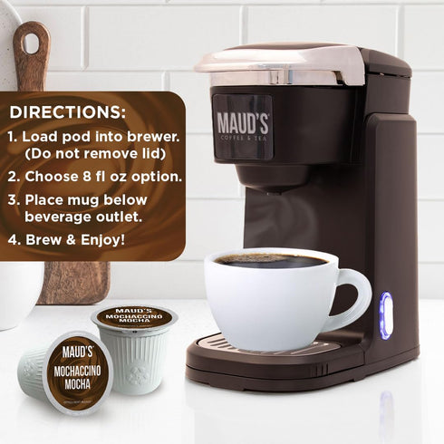 50ct Maud's Chocolate Mocha Cappuccino Coffee Pods, - Mochaccino Mocha Flavor - Made with Gourmet Arabica Coffee, Pods