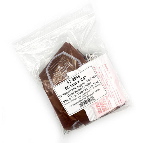 65mm (2 1/2") 24" #1 The Sausage Maker - x Mahogany Collagen Casing Kit - Includes Sausage Casings, Pliers, Hog Rings