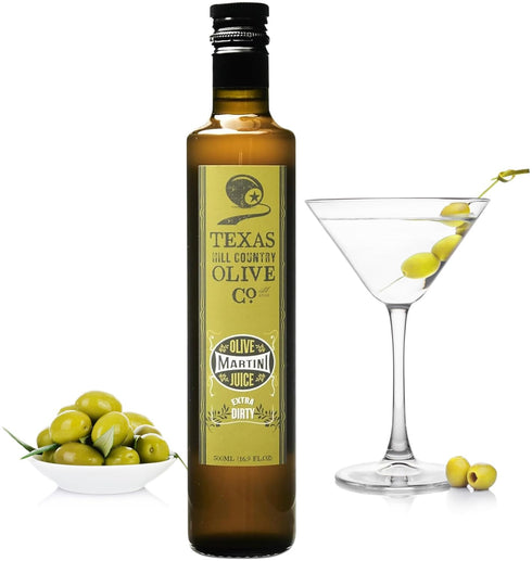 Texas Hill Country Olive Co. Extra Dirty Martini Olive Juice Premium Olive