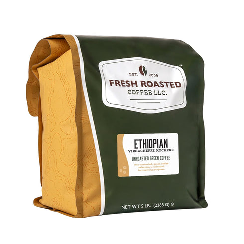 Fresh Roasted Coffee, Unroasted Ethiopian Yirgacheffe Kochere, Kosher, 5 Pound