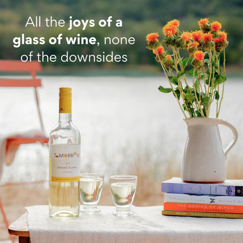 24.5 Oz Tomorrow Cellars Non-Alcoholic White Wine, Dry and Crisp, Low Sugar and Calories, Award-Winning, De-Alcoholized