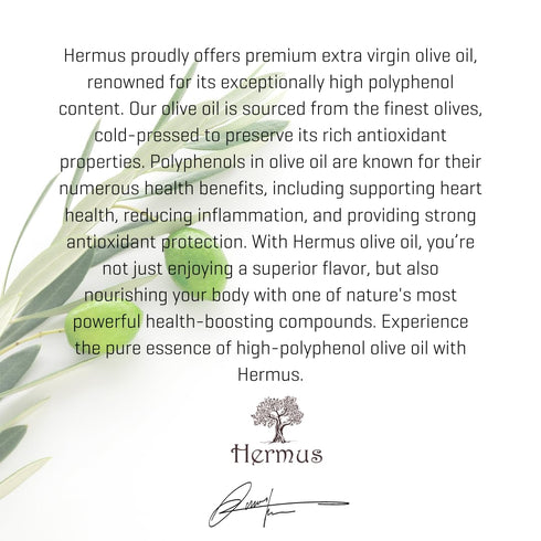 (500+ (1) Hermus by Cinagro Extra Virgin Olive Oil, Arbequina Variety, High Polyphenols ppm), Cold Press, Early