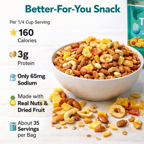 Generic 40 oz Tropical Trail Mix Nuts Dried Fruit Blend Snack Bag Almond Cashew Mango Pineapple Papaya Banana Chips
