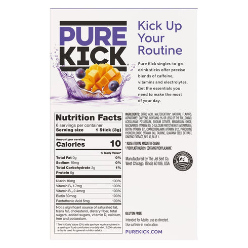 6 6 Packets (36 Pure Kick Energy Singles To Go Drink Mix, Mango Acai, Boxes, Per Box Single Servings)