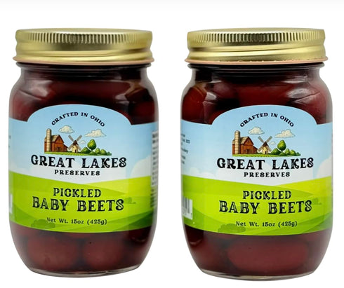 Great Lakes Preserves Pickled Baby Beets, Whole Beets in Tangy Vinegar Brine,