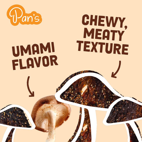 Pan's Mushroom Jerky, Organic Vegan Snacks, Dried Shitake Mushrooms, Gluten Free, 2.2 Ounce Pack