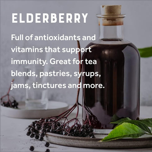 1 LB 100% MONTEREY BAY HERB CO Elderberries Certified Organic Bag Whole Natural (Sambucus nigra)