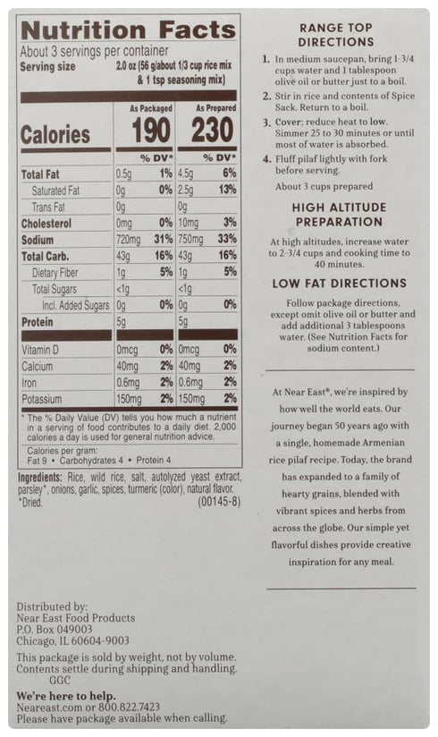 6oz (3 Pack) Near East LONG GRAIN & WILD RICE Mix ORIGINAL by Near East