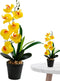 Peosaard Orchid Plant, Orchid in Pot Realistic 17 Inch Yellow Faux with 7