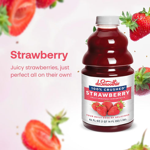 100% 46 Oz Dr. Smoothie Crushed Strawberry Smoothie Concentrate| Non-GMO, Vegan, No Fat, Gluten-Free, Rich in Vitamin