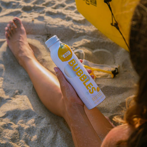 100% 16 Oz (Pack 12) JUST Bubbles Lemon - Pure Premium Sparkling Spring Water in a Fully Recyclable Reusable