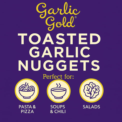 Garlic Gold Toasted Nuggets, Crunchy Roasted Garlic Seasoning, USDA Organic Salad Topper, Keto Paleo Friendly (3 Pack)
