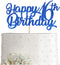 Blue Happy 16th Birthday Cake Topper, Royal Blue Glitter Cheers To 16 Years Party Cake Decorations