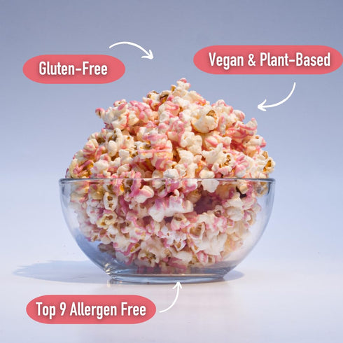 5.5oz,6 Pack Safe + Fair Plant-Based Gourmet Strawberry Flavored Popcorn - Strawberry Shortcake Drizzled Kettle Corn