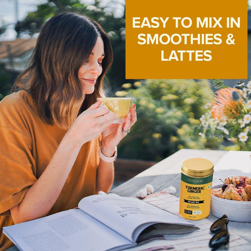 VAHDAM Golden Milk Powder, Turmeric Ginger Latte Mix, 100g, Caffeine-Free, Brew Hot or Iced Tea