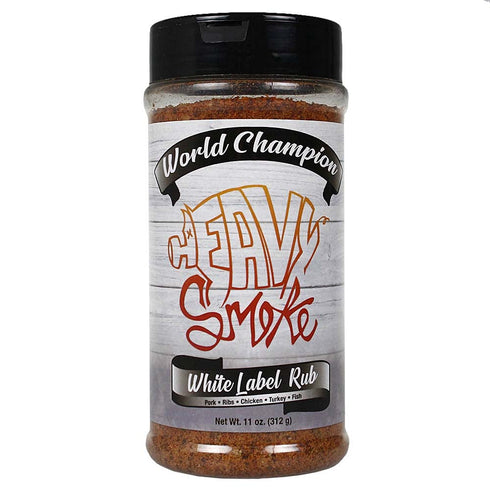 Heavy Smoke White Label Seasoning 11 oz - Championship BBQ Rub for Pork Ribs and Chicken