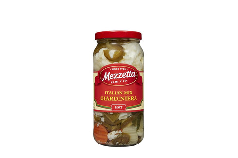 16 Oz Pack 6 Mezzetta Italian Mix Giardiniera Chicago Style - Hot Giardiniera with Carrots, Celery, Cauliflower