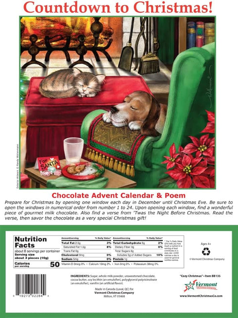 Vermont Christmas Company Cozy Christmas Chocolate Advent Calendar, Countdown to Christmas