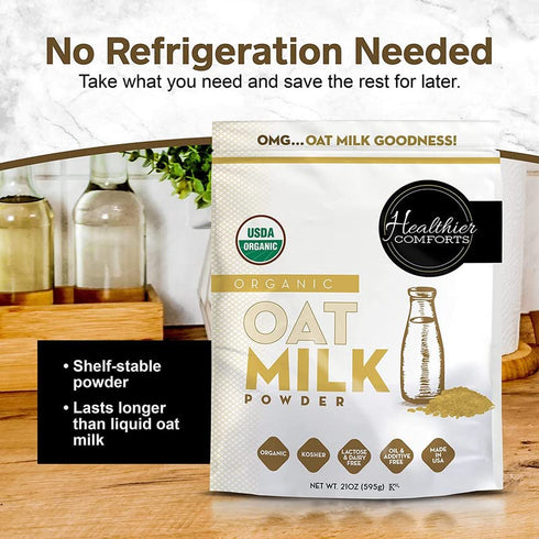 21oz Oat Milk Powder - Natural and Plant Based Milk with a Clean Formula - Gluten-Free, Vegan, USDA Organic Certified