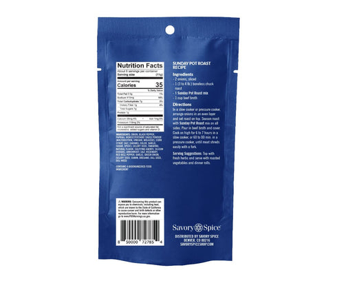 (2.25 oz) Packet Savory Spice Sunday Pot Roast Spice & Easy - Pot Roast Seasoning & Mix for Crockpot, Slow Cooker