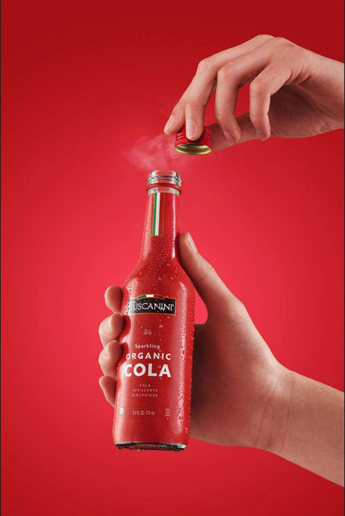 9.3oz (6 Pack) Tuscanini Authentic Organic Cola Soda Naturally Caffeine Free, Elegant Glass Bottle, Great Tasting