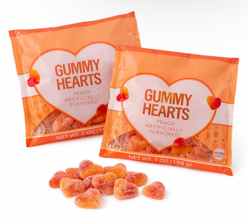 Generic Peach Flavored Jelly Hearts Gummy 7 oz (2 Bags), Fat Free Red,