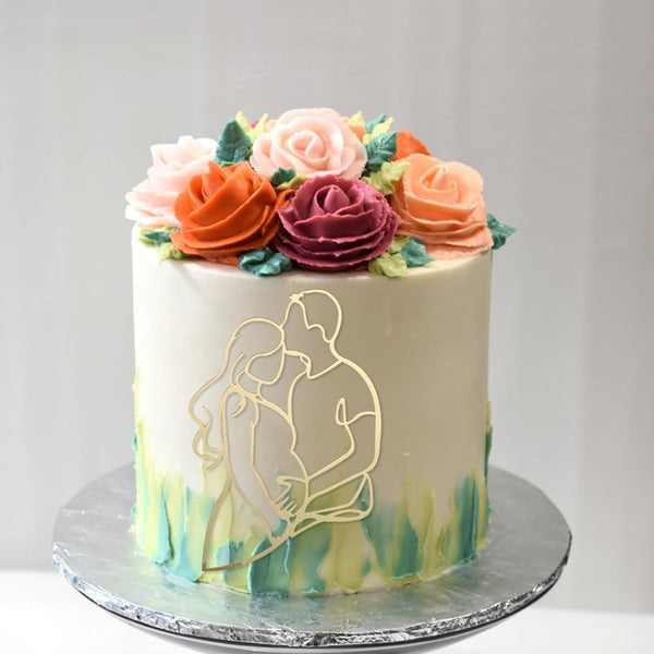 XIASILI Pregnant Woman Acrylic Happy Birthday Cake Topper, Pregnant Mom Dad Cake Charm,