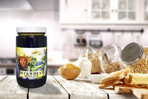 Country Wellbeing 16oz Goshen Amish Extremely Raw Buckwheat Honey - Unfiltered, Unprocessed, Pure & Natural - Harvested