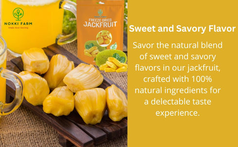 1.76 Oz NOKKI FARM Freeze Dried Jackfruit - Healthy & Exotic Tropical Superfood Snacks, No Added Sugar