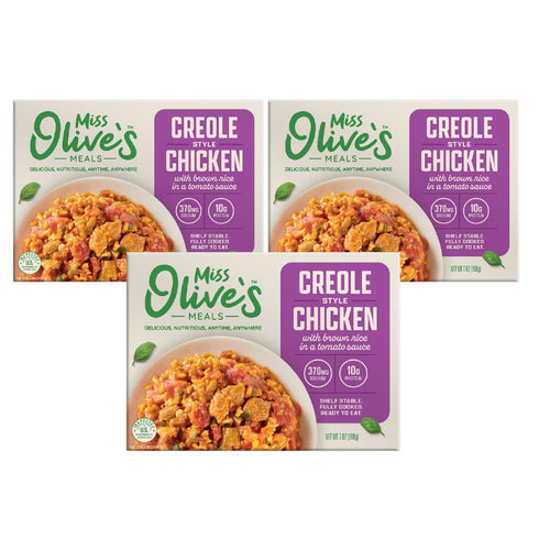 Miss Olives Creole Style Chicken with Brown Rice Shelf-Stable Microwavable Ready Meals,