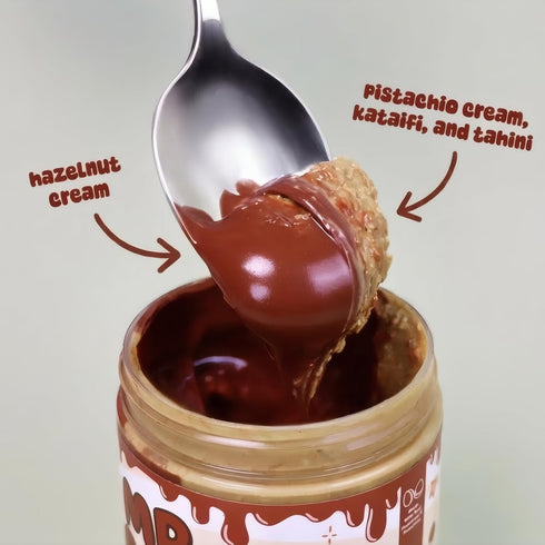 Mr Coco 8 oz Dubai Cup Pistachio Cream Spread with Tahini, Crunchy Kataifi, Classic Hazelnut Matcha Flavors, (Hazelnut)