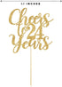 Gold Glitter Cheers to 24 Years Cake Topper, Gold Happy 24th Birthday Cake Topper, Birthday Party Decorations