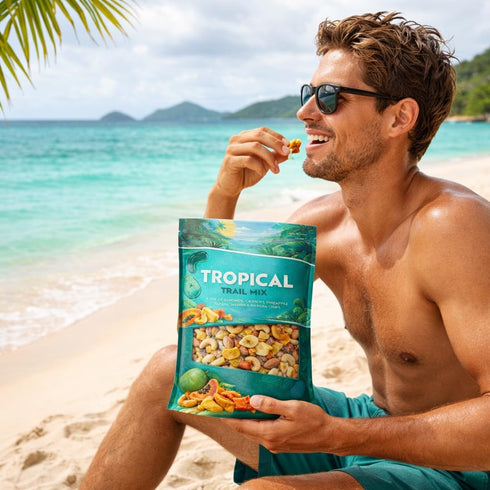 Generic 40 oz Tropical Trail Mix Nuts Dried Fruit Blend Snack Bag Almond Cashew Mango Pineapple Papaya Banana Chips