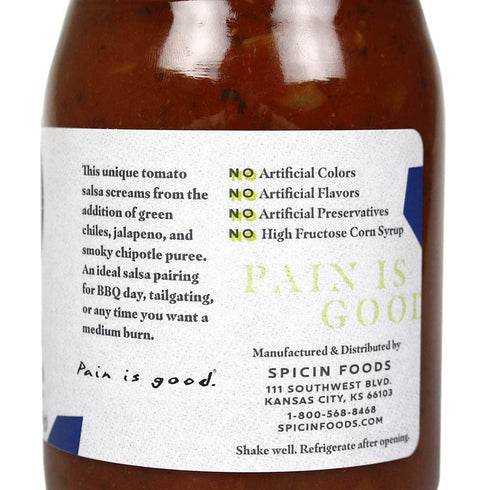 Pain is Good 15.5 - Smoked Jalapeno Salsa - Ounces- Made in USA with Cayenne & Habanero Peppers - All Natural
